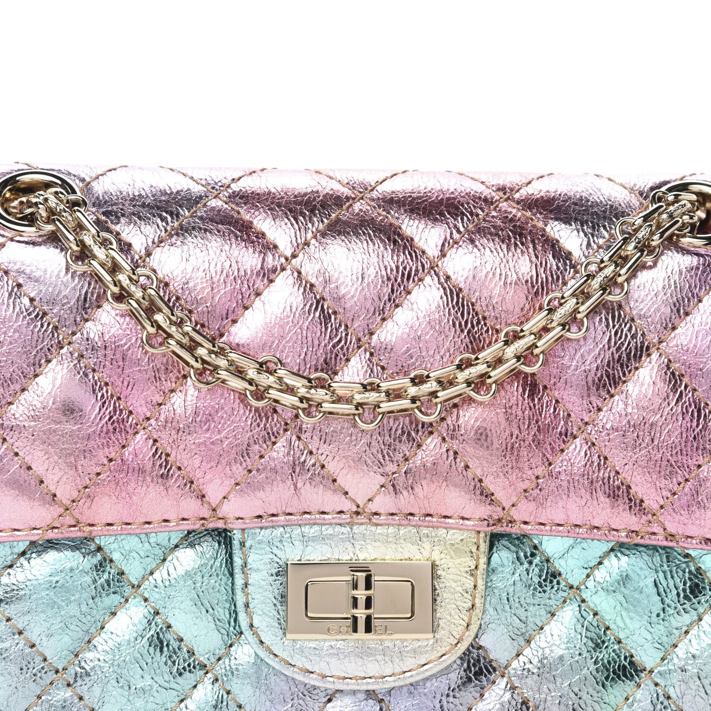 Metallic Goatskin Quilted Mini 2.55 Reissue Flap Multicolor