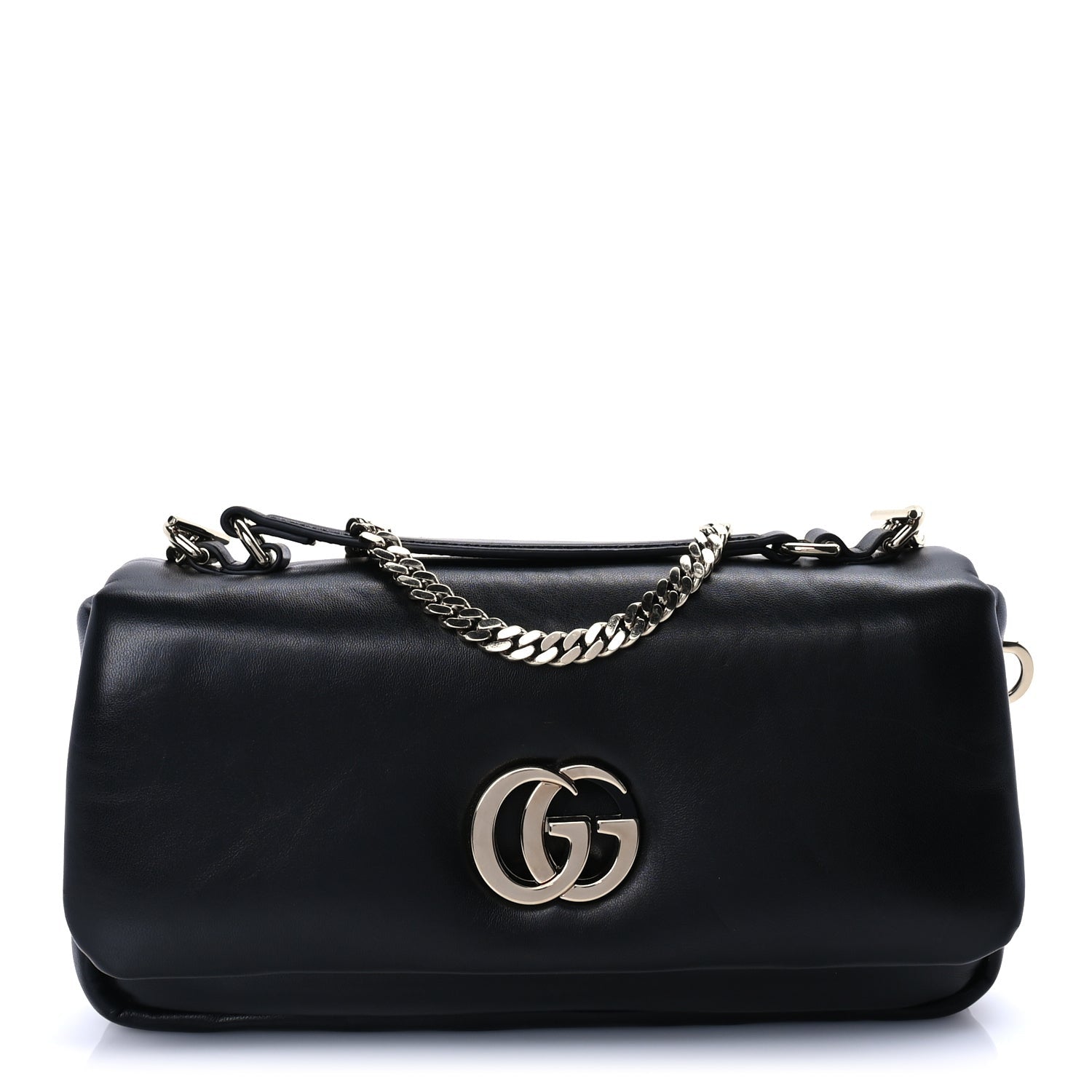 Gucci Lambskin Small GG Milano Top Handle Shoulder Bag Black 1 of 7