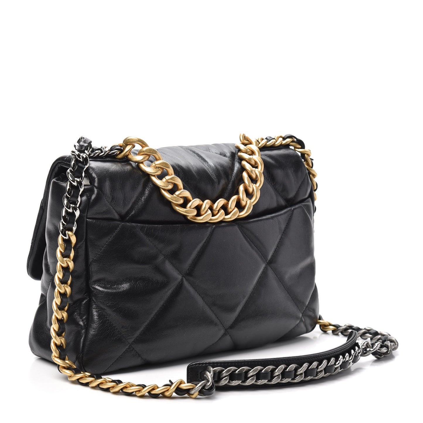 Goatskin Quilted Large 19 Flap Black