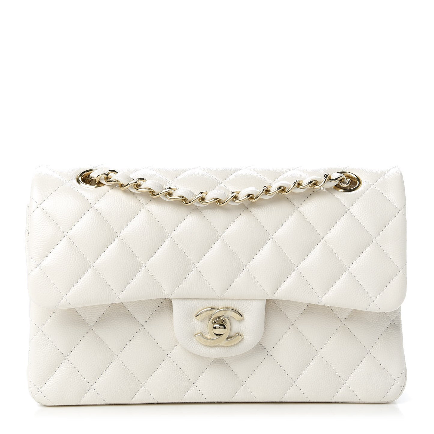 Caviar Quilted Small Double Flap White