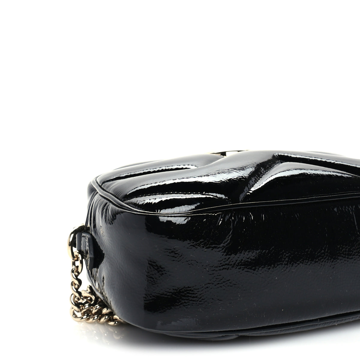Patent Lambskin Matelasse Small GG Marmont Camera Bag Black