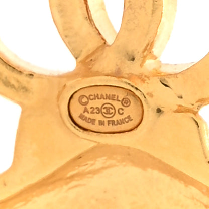 Chanel Crystal CC Shell Earrings Gold Pink 4 of 5