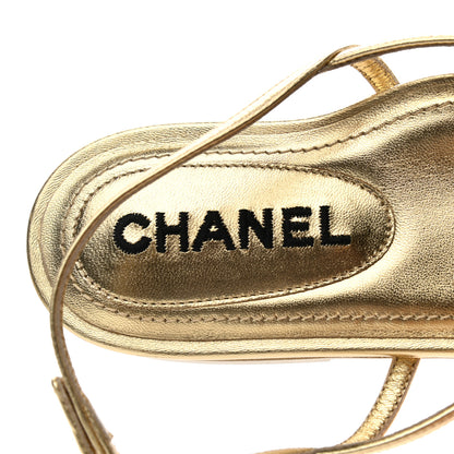 Chanel Laminated Lambskin CC Sandals 42 Gold 7 of 8