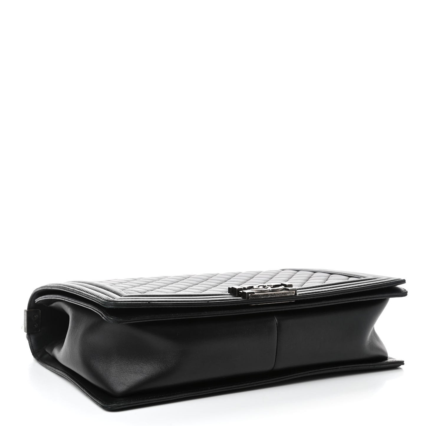 Lambskin Quilted Large Boy Flap Black