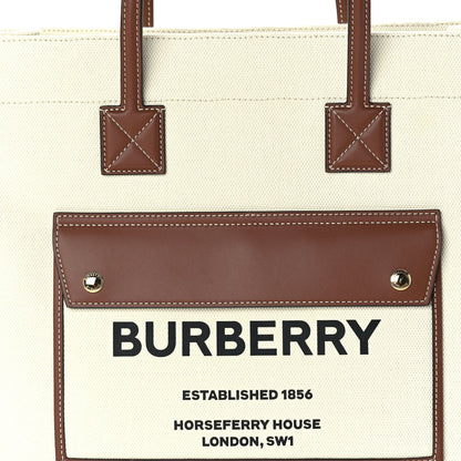 Burberry Canvas Smooth Calfskin Medium Two Tone Freya Tote Brown 6 of 8