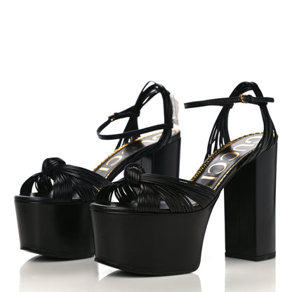 Gucci Malaga Kid Crawford Knotted Strap Platform Sandals 38.5 Black 4 of 12