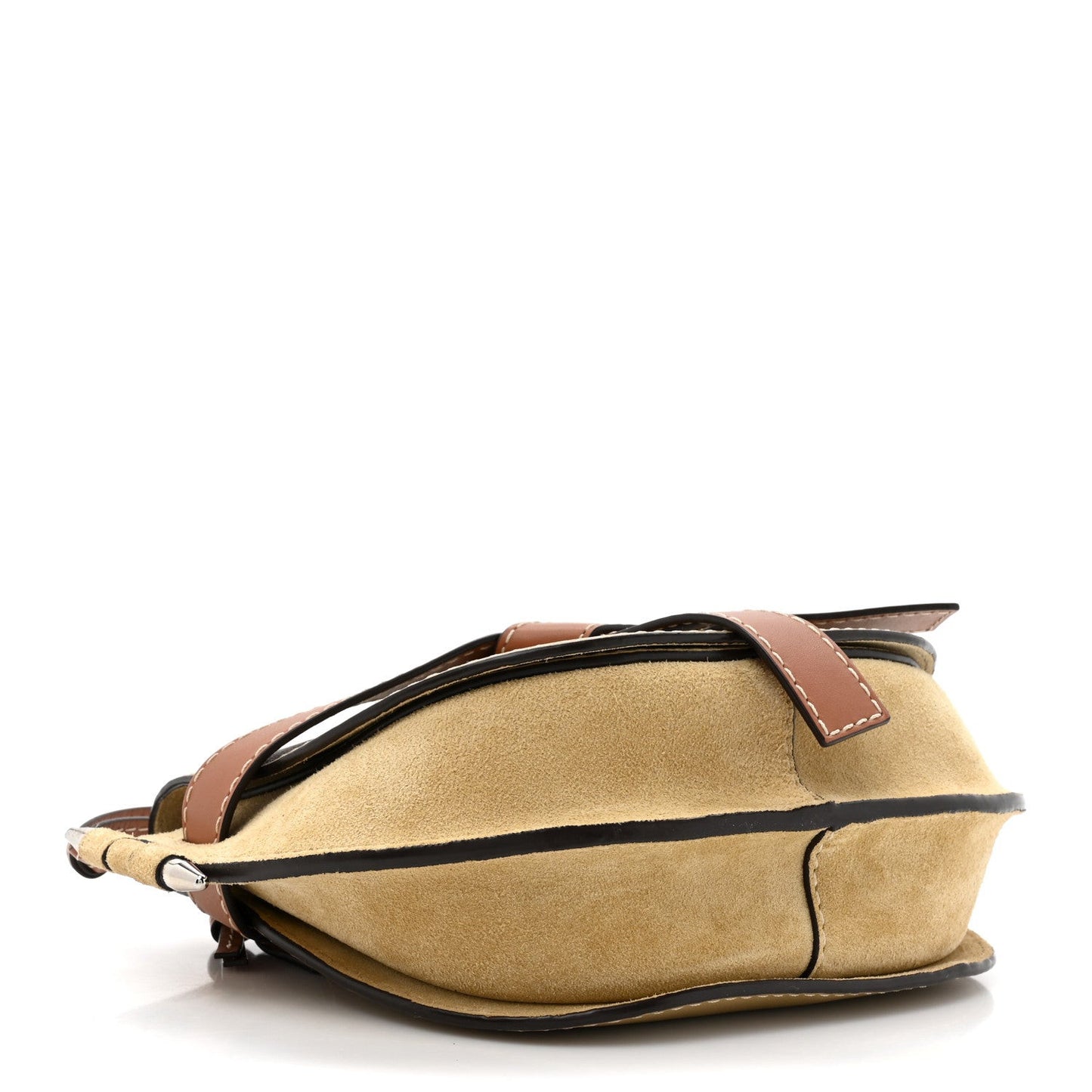 Calfskin Suede Gate Belt Bag Gold Tan
