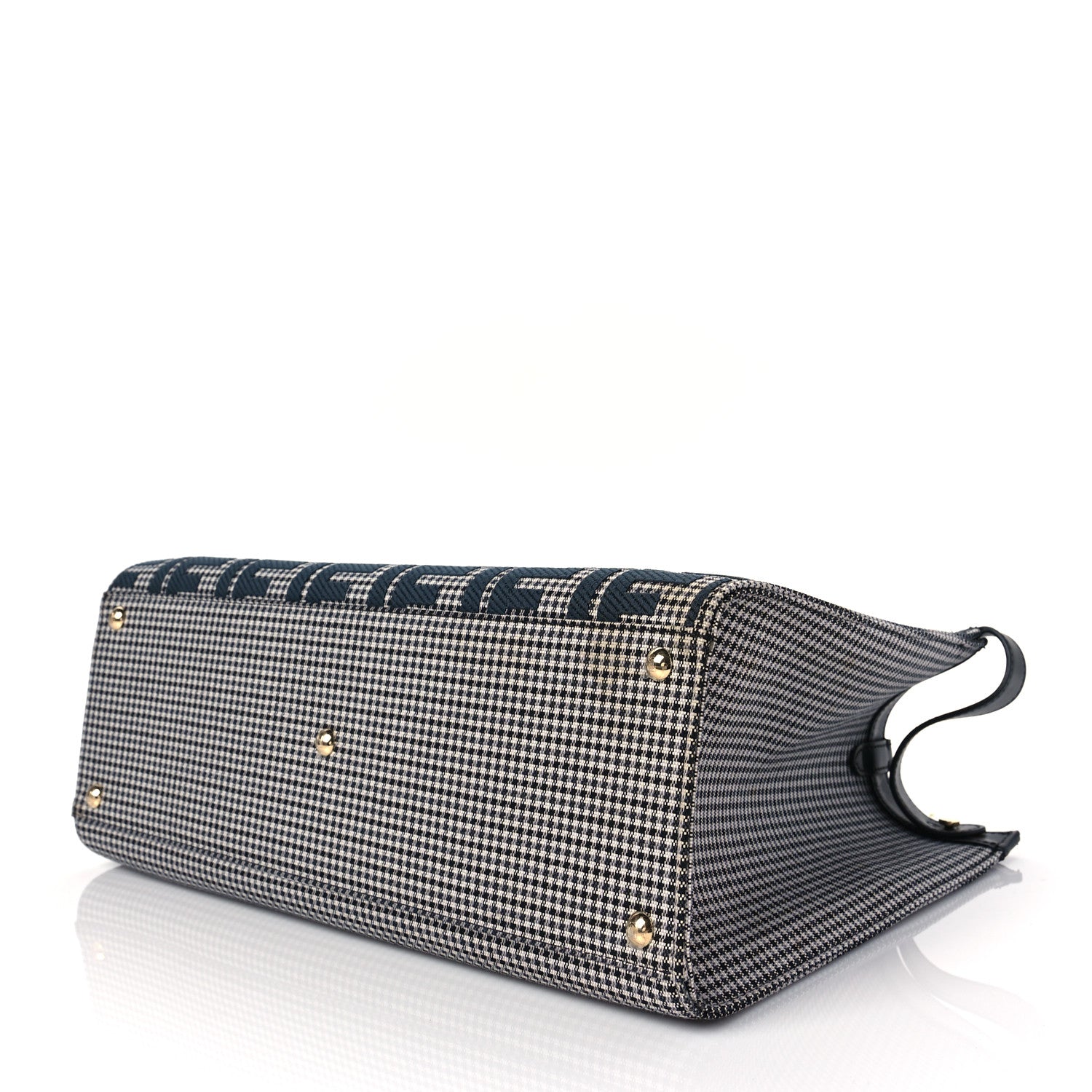 Fendi Wool Vitello King Houndstooth FF Embroidered Medium Peekaboo X-Tote Grigio Anthracite 8 of 8