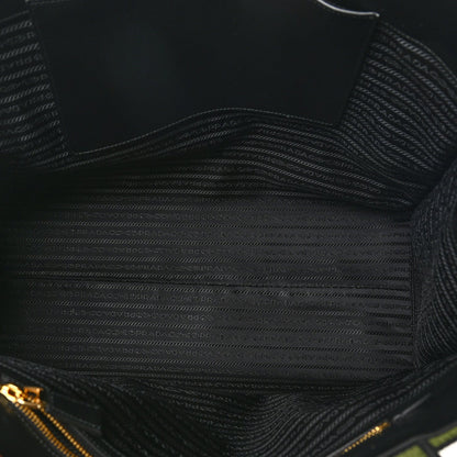 Prada Jacquard Saffiano Triangolo Symbole Embroidered Shopping Tote Black Edera 5 of 7