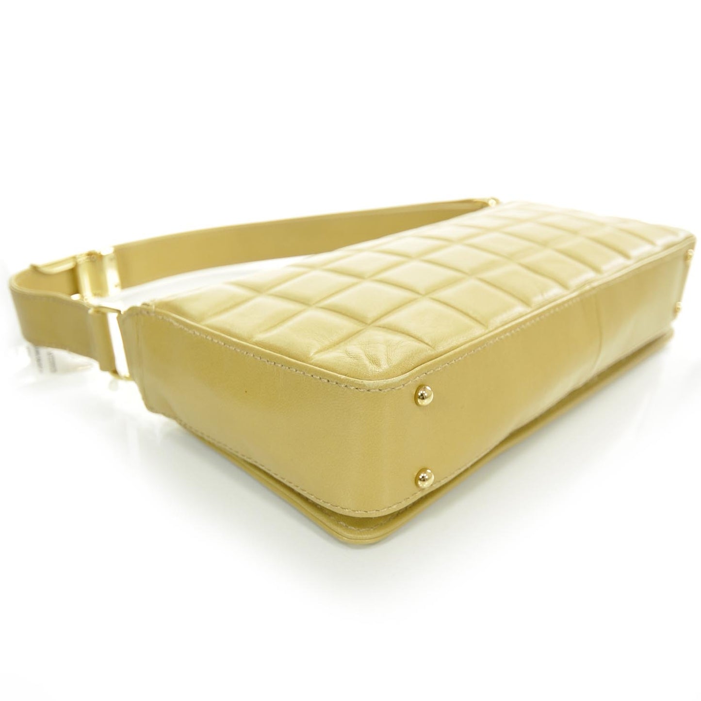 Leather Chocolate Bar Quilted CC Flap Beige