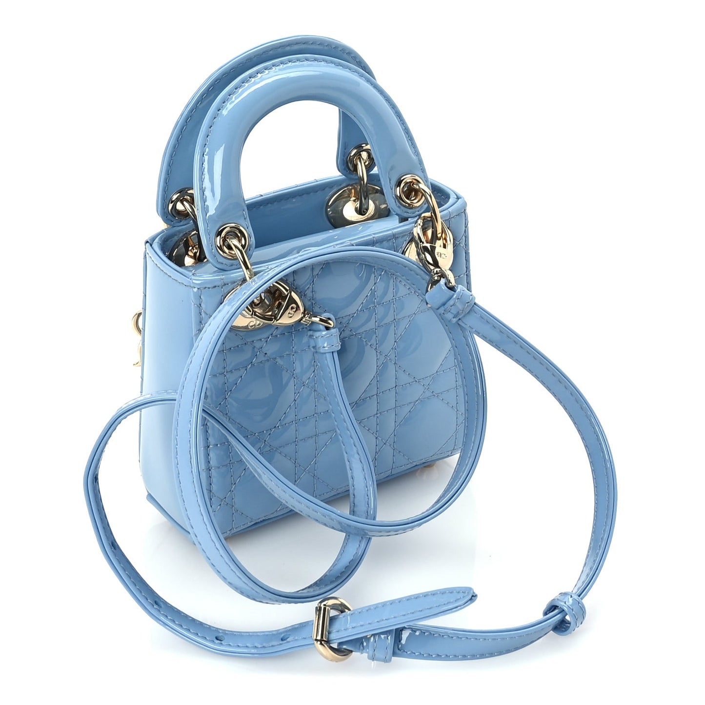 Patent Cannage Micro Lady Dior  Cornflower Blue