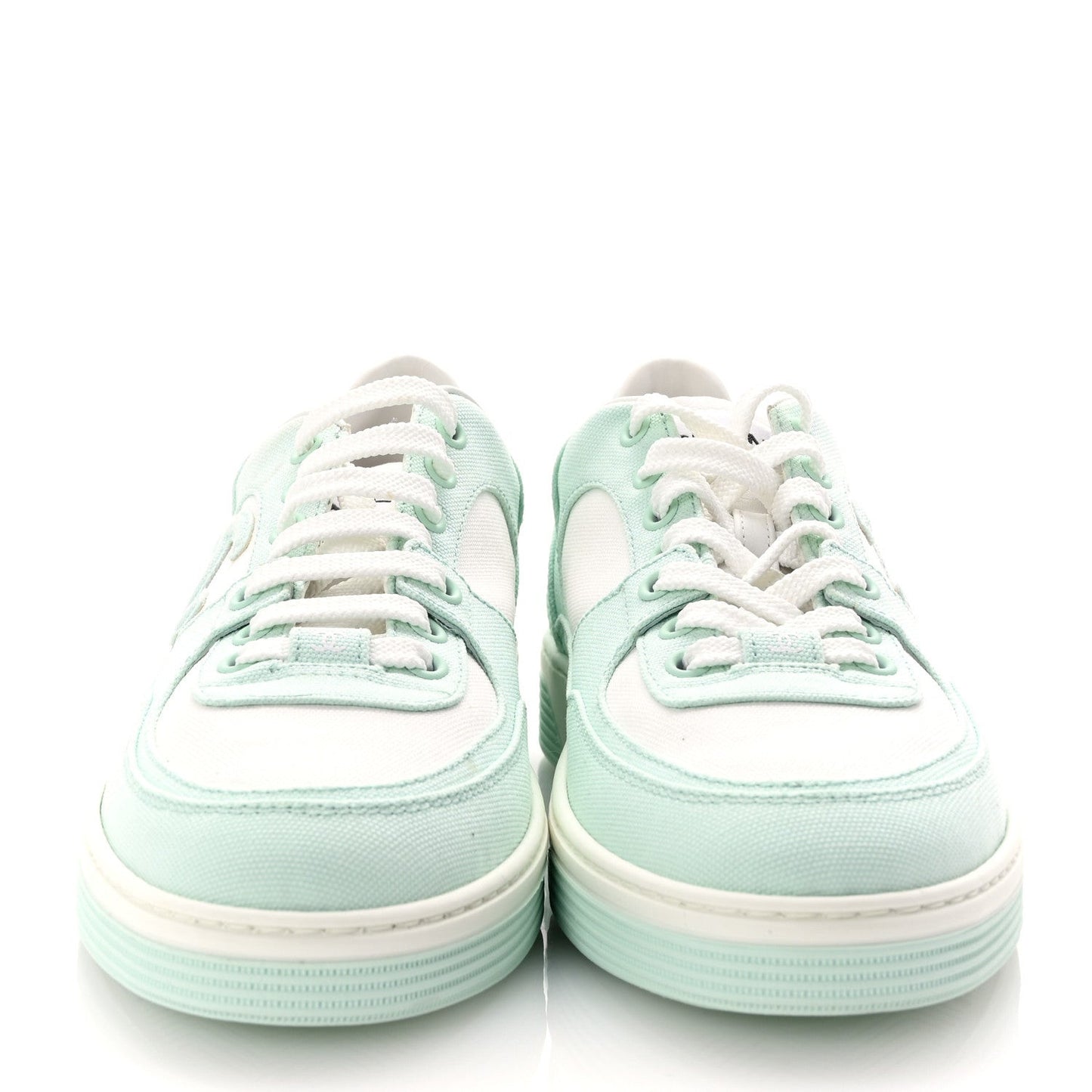Cotton Sneakers  38.5 Light Turquoise White