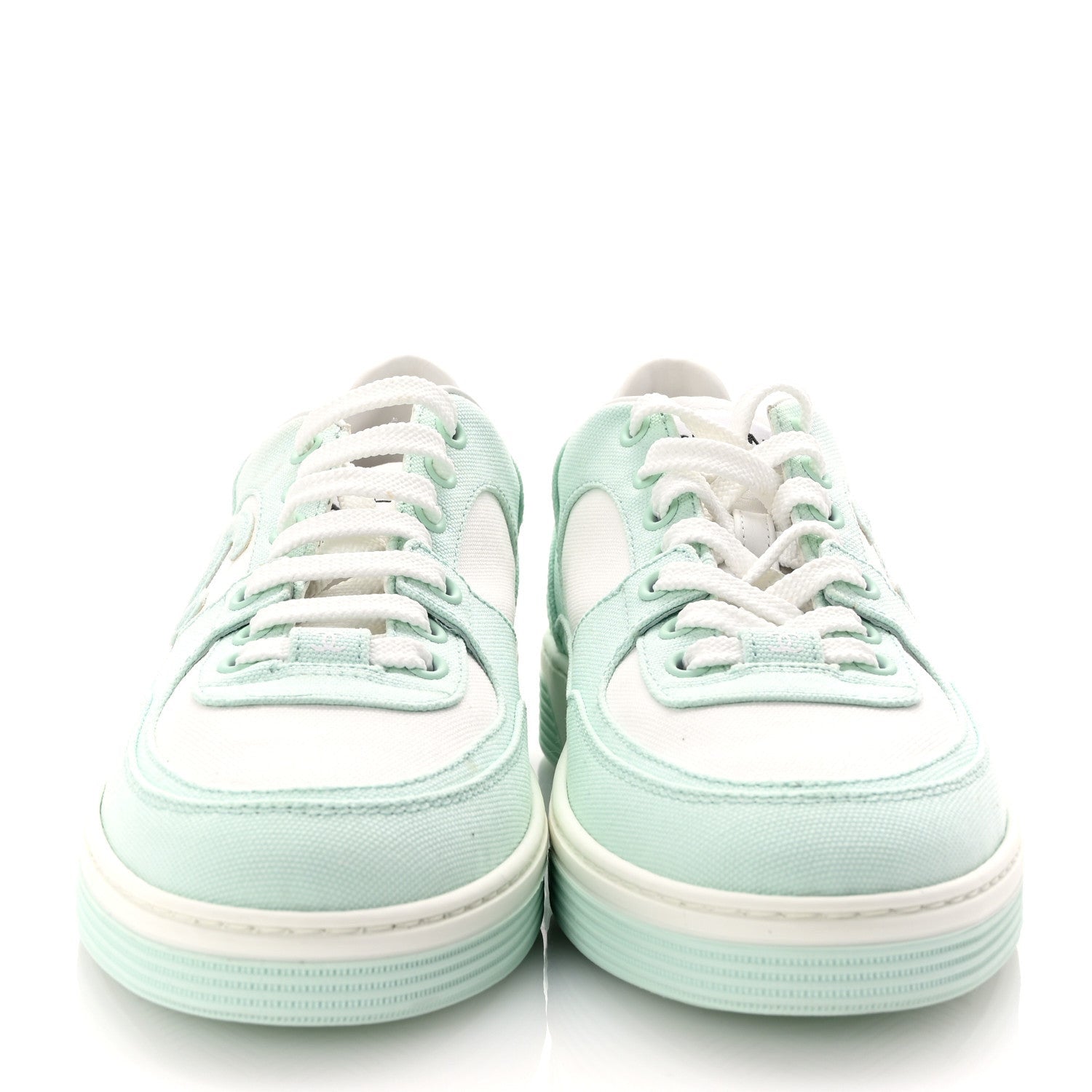 Chanel Cotton Sneakers  38.5 Light Turquoise White 3 of 7