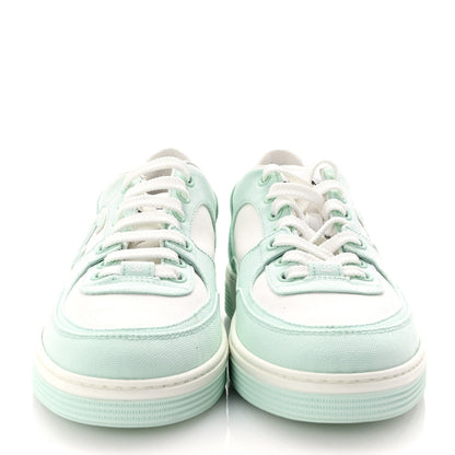 Chanel Cotton Sneakers  38.5 Light Turquoise White 3 of 7