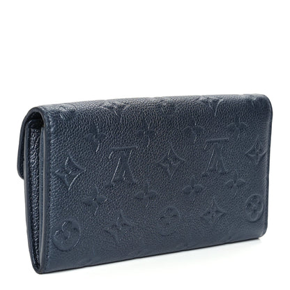 Louis Vuitton Metallic Empreinte Monogram Crystal Flower Sarah Wallet Navy Blue 3 of 7