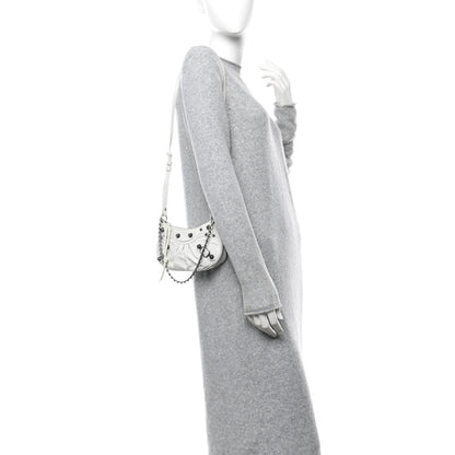 Balenciaga Extra Supple Calfskin Crocodile Embossed Le Cagole Mini Purse With Chain White 2 of 7