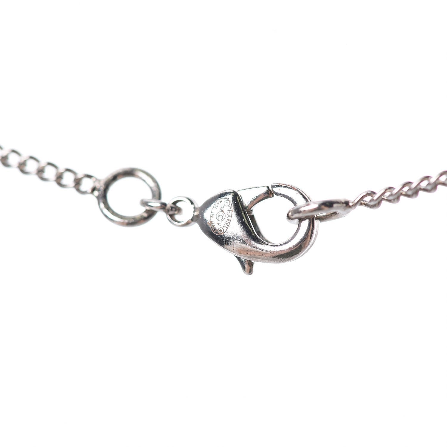 Chanel Crystal Timeless CC Necklace Silver 5 of 6