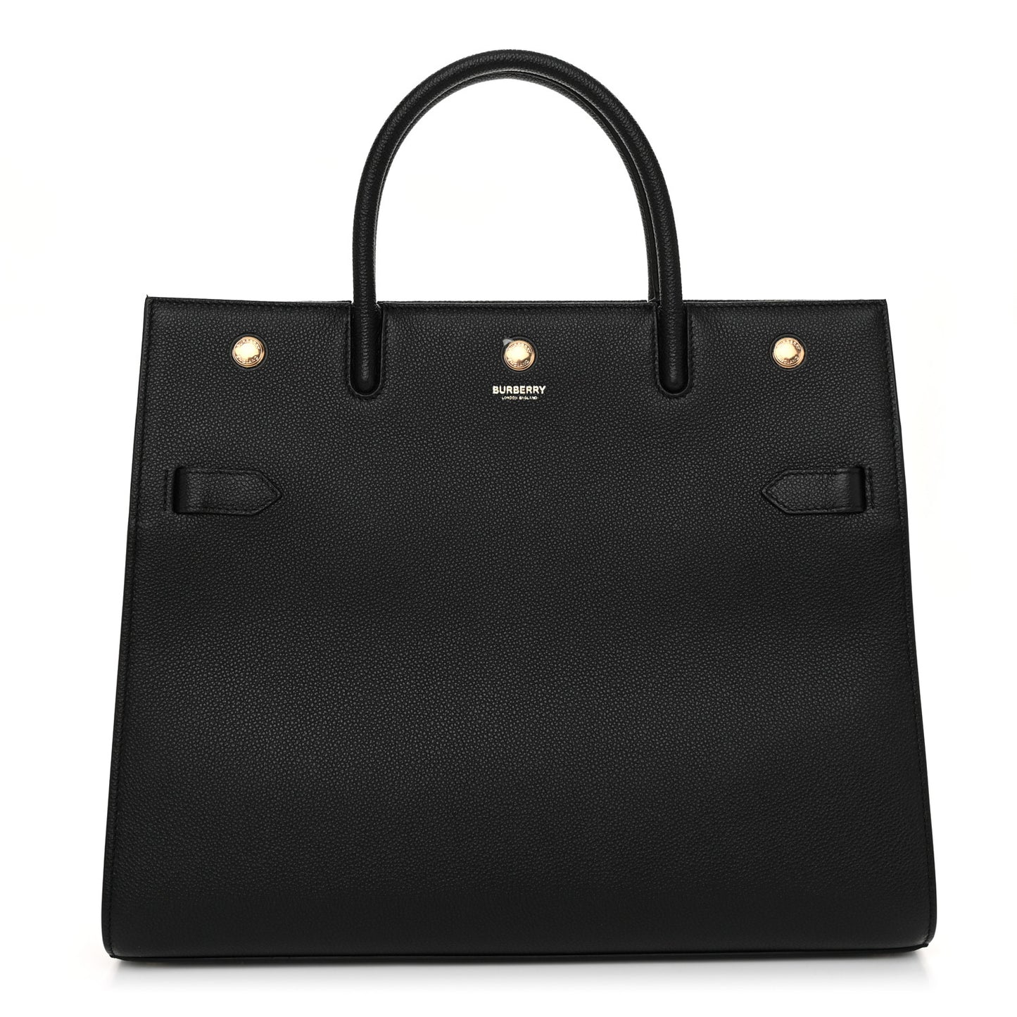 Grainy Calfskin Large Title Tote Black