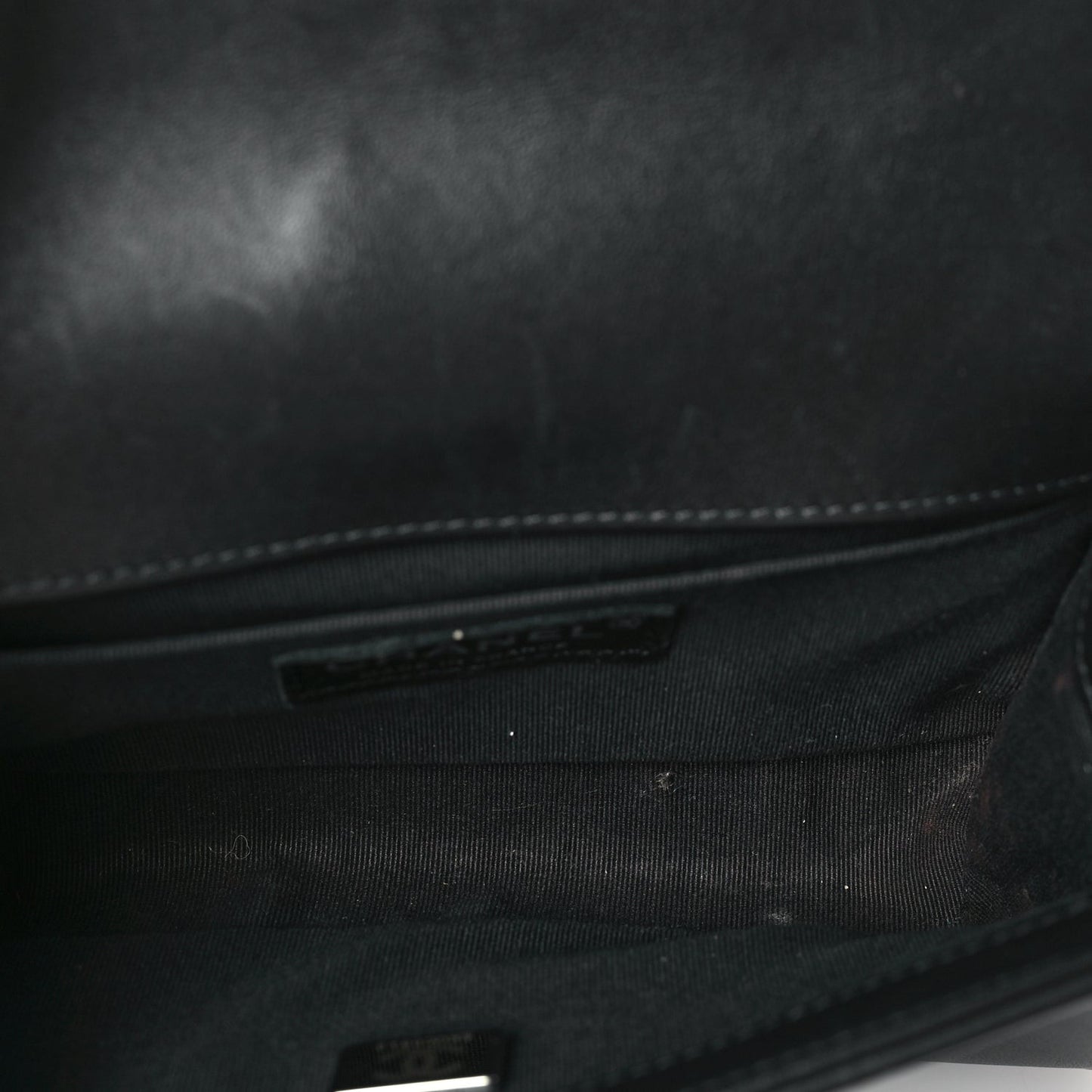 Lambskin Chevron Quilted Small Boy Flap  Black