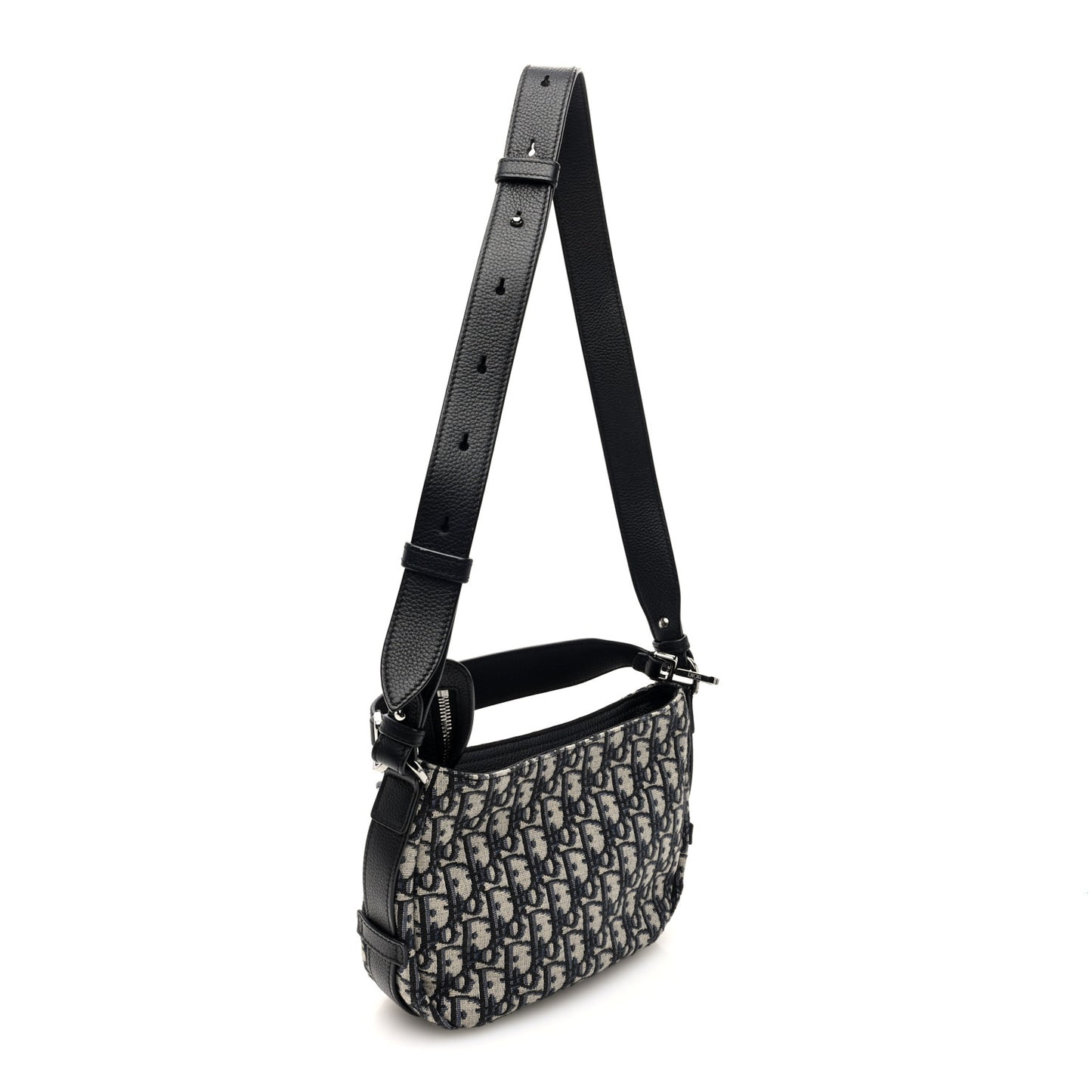 Oblique Mini Soft Saddle Bag Beige Black