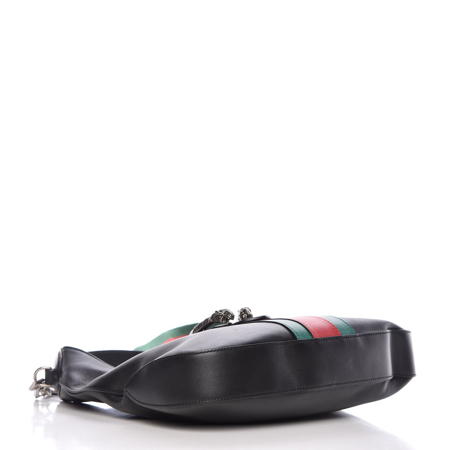 Calfskin Web Stripe Small Dionysus Hobo Black