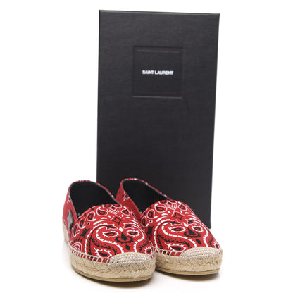 Saint Laurent Bandana Print Canvas Espadrilles 37.5 Red 9 of 9
