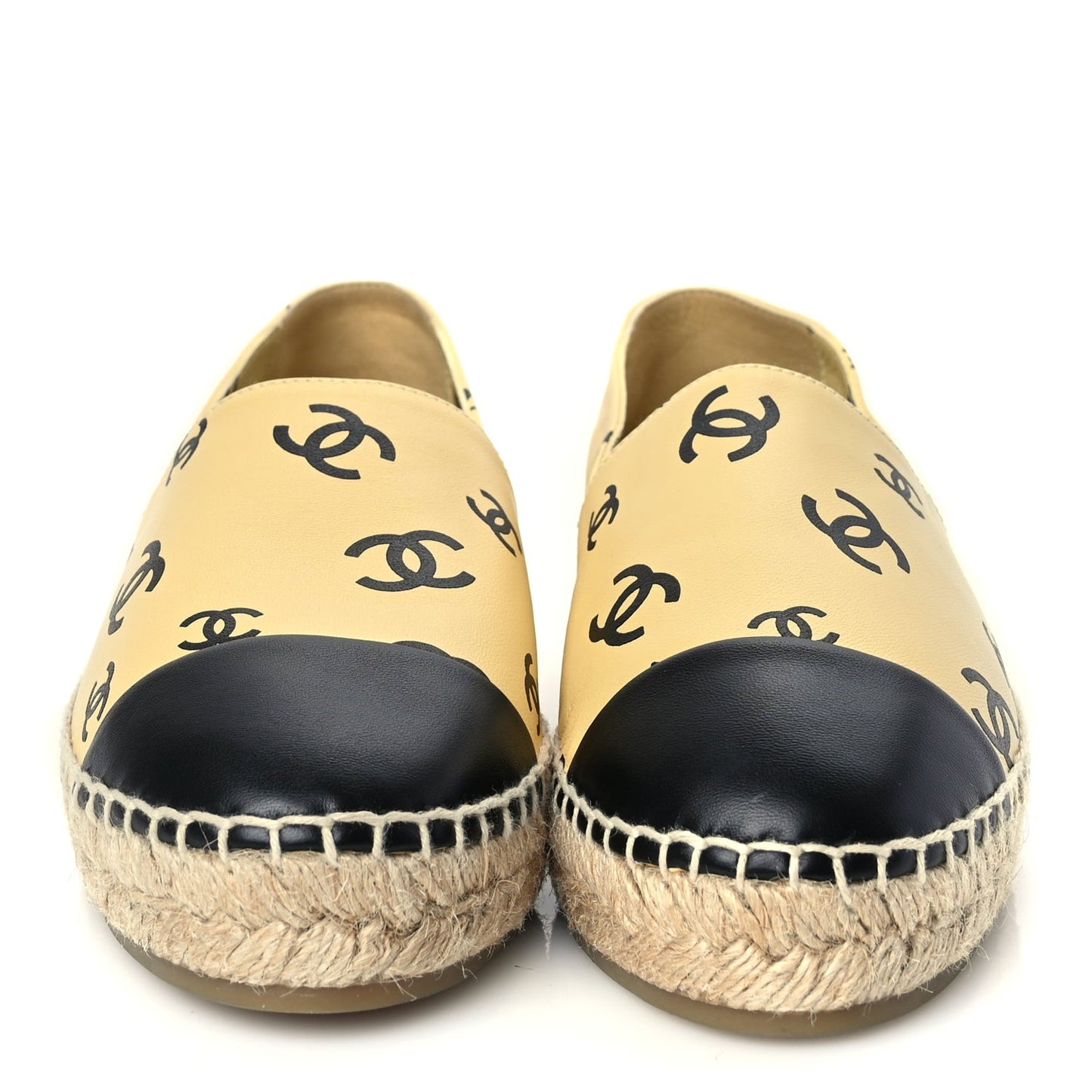 Lambskin Printed Coco Beach Espadrilles 38 Beige Black
