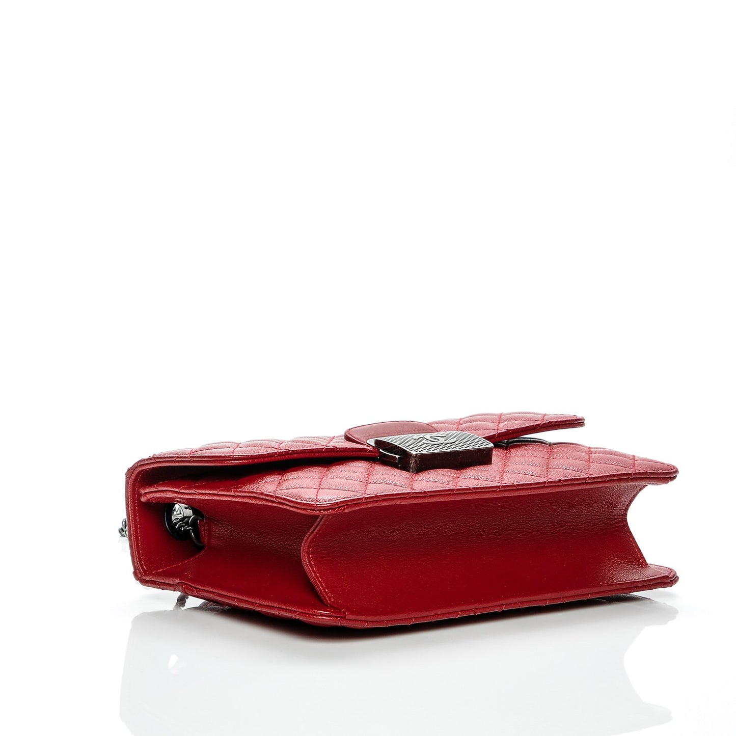 Goatskin Quilted Small CC University Top Handle Flap Red