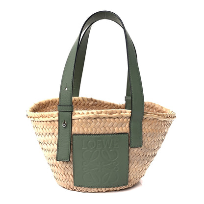 Loewe Raffia Small Basket Tote Bag Natural Green 1 of 7