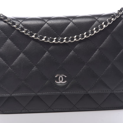 Chanel Lambskin Quilted Wallet On Chain WOC Black 13 of 13