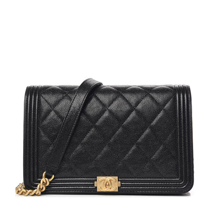 Chanel Caviar Quilted Boy Wallet On Chain WOC Black 1 of 12
