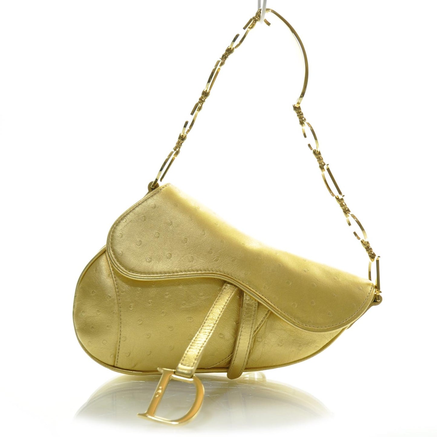 Ostrich Saddle Bag Gold