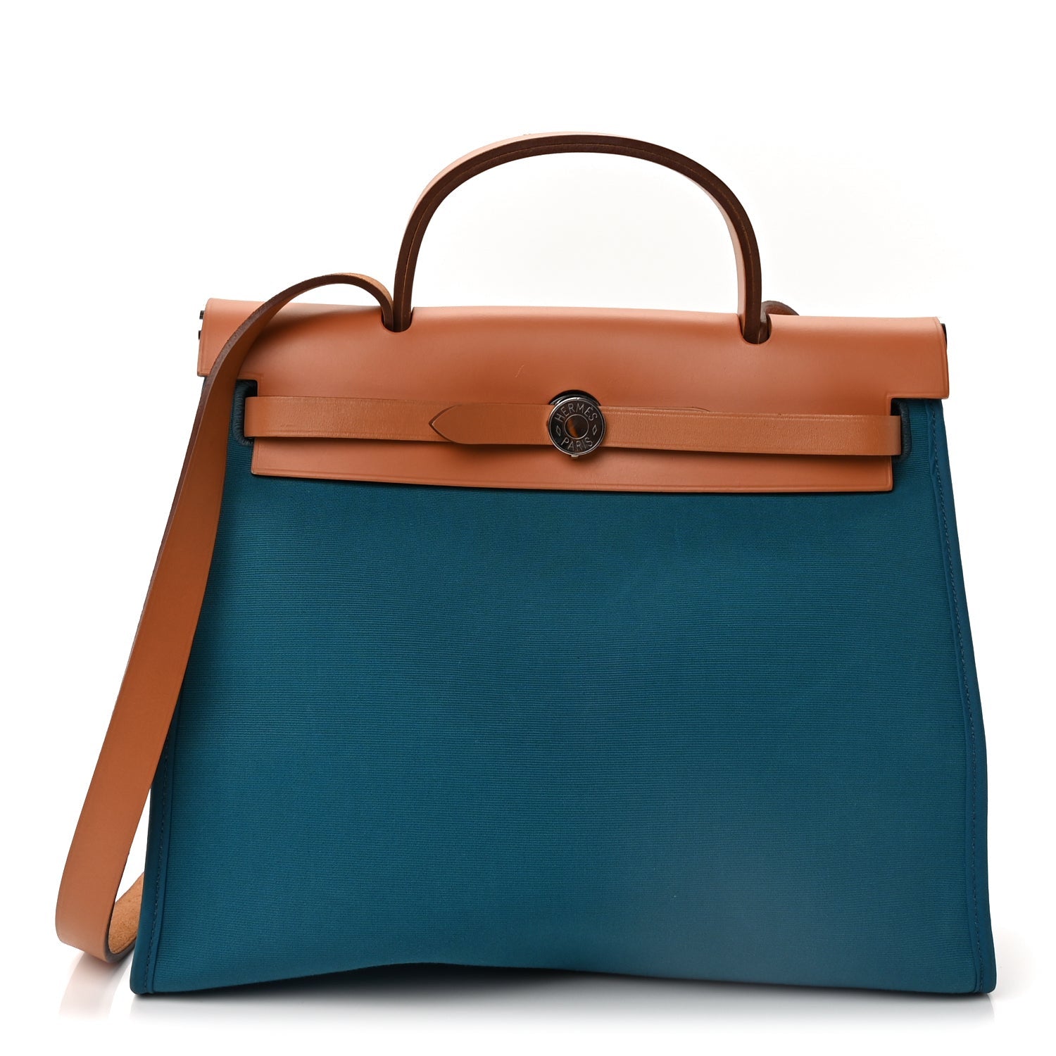 Hermes Toile Officier Vache Hunter Herbag Zip PM 31 Bleu Izmir Fauve 2 of 9