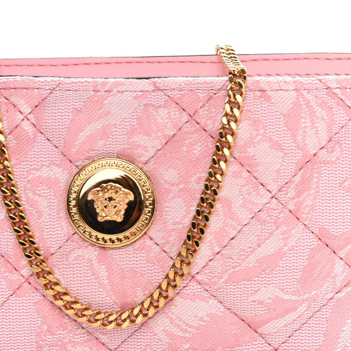 Baroque Jacquard Quilted Medusa Shoulder Bag Baby Pink