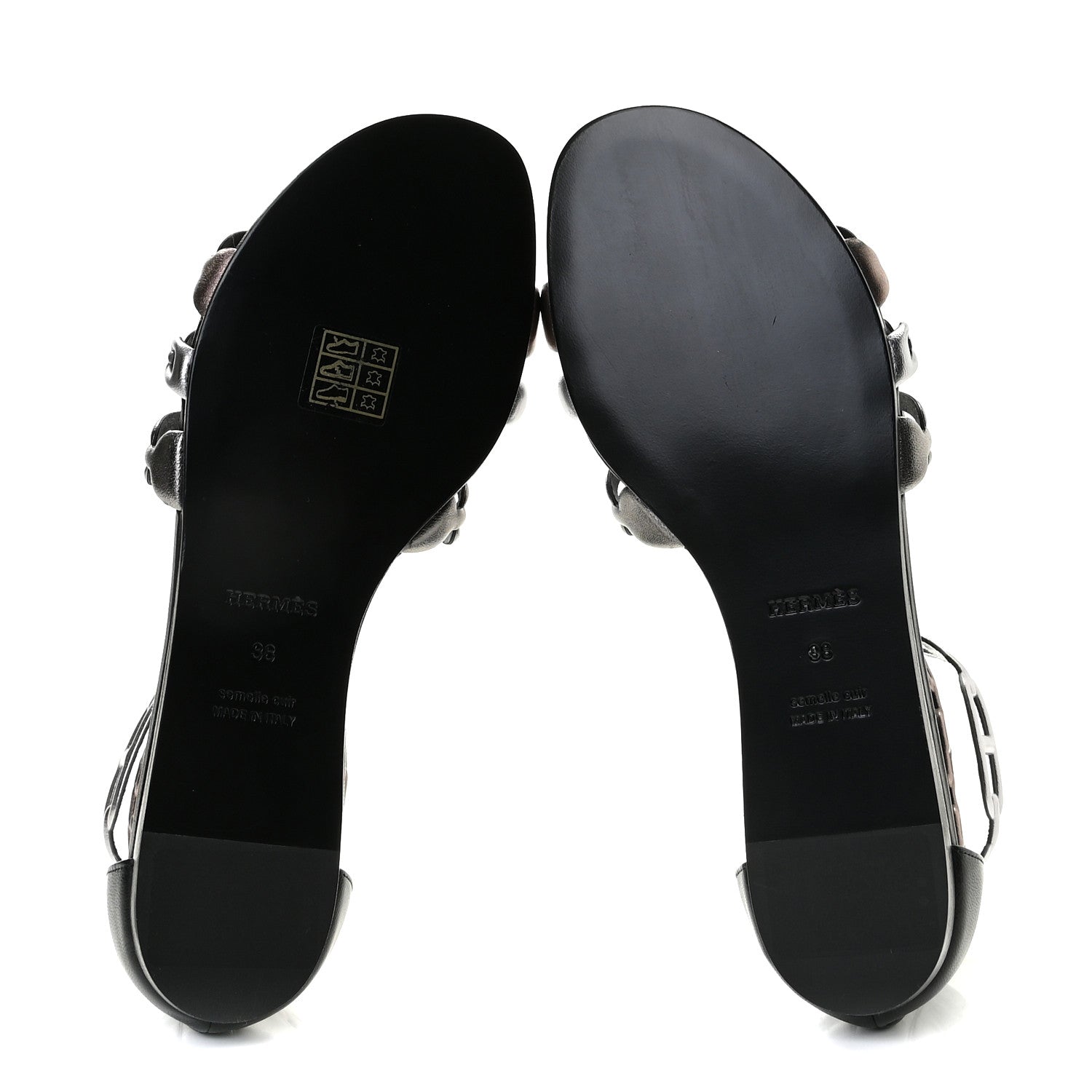 Hermes Nappa Venus Sandals 38 Multicolore Dore Vieilli 6 of 9