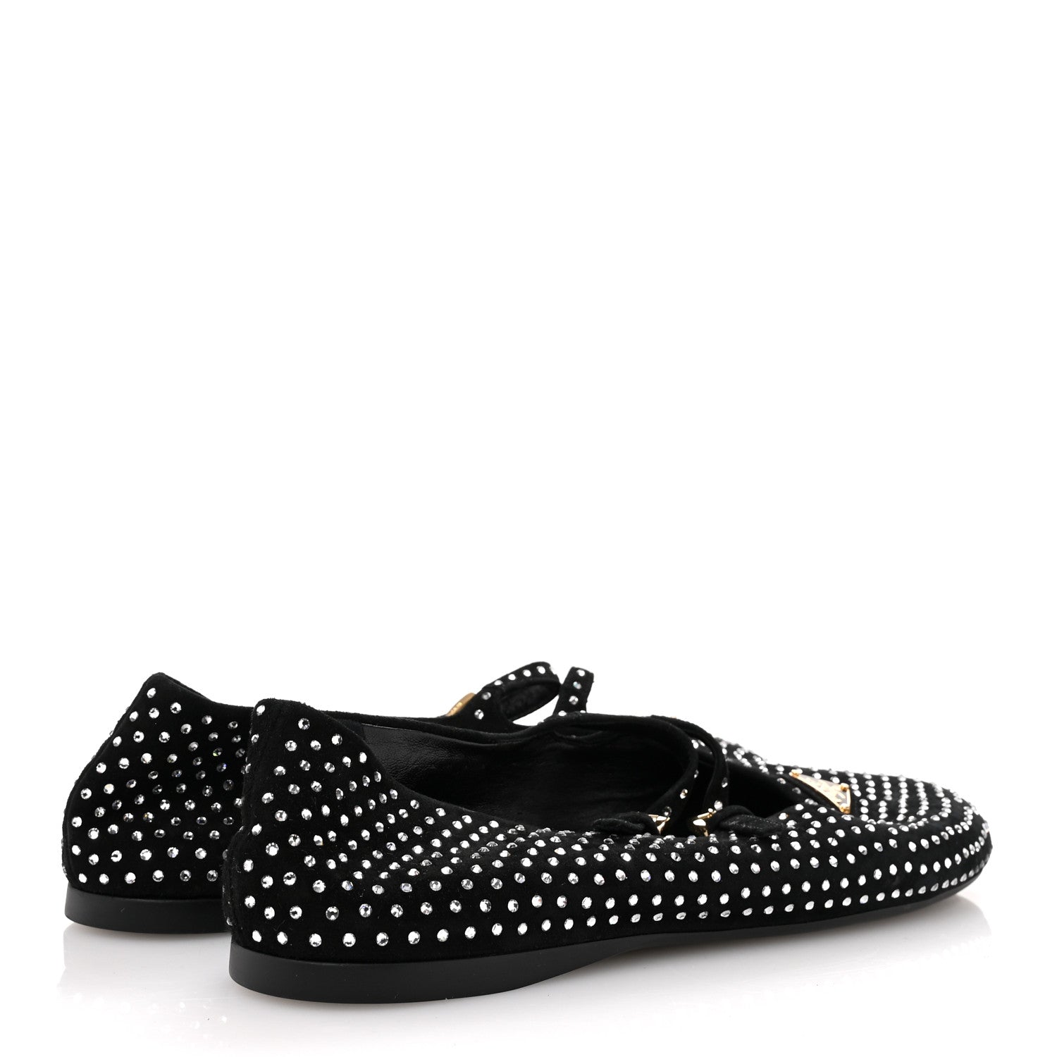 Prada Suede Crystal Ballerina Flats 39 Black 5 of 9