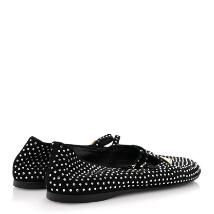 Prada Suede Crystal Ballerina Flats 39 Black 5 of 9