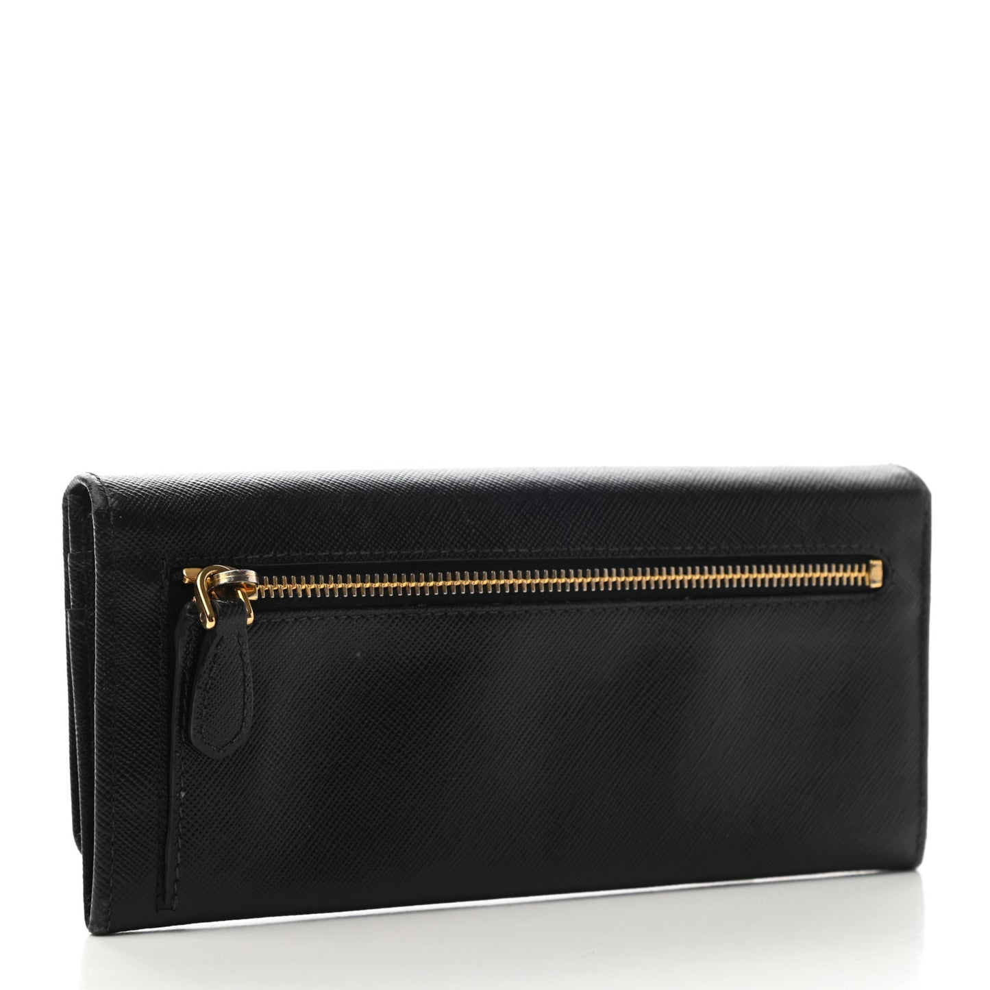 Saffiano Metal Continental Flap Wallet Black