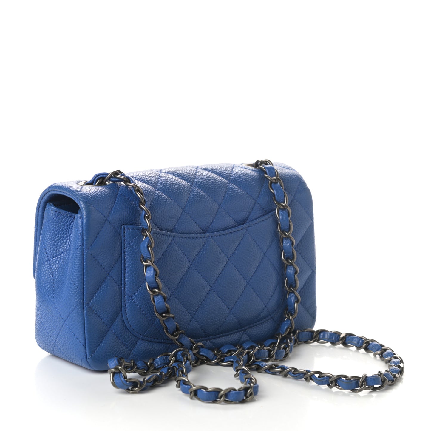 Caviar Quilted Mini Rectangular Flap Blue