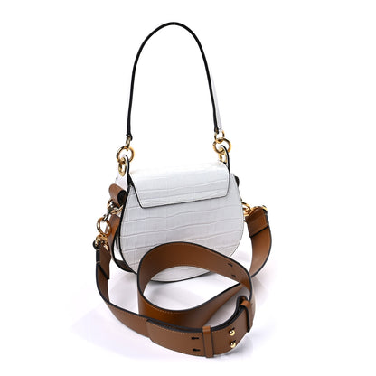 Chloe Calfskin Crocodile Embossed Small Tess Bag Brilliant White 2 of 8