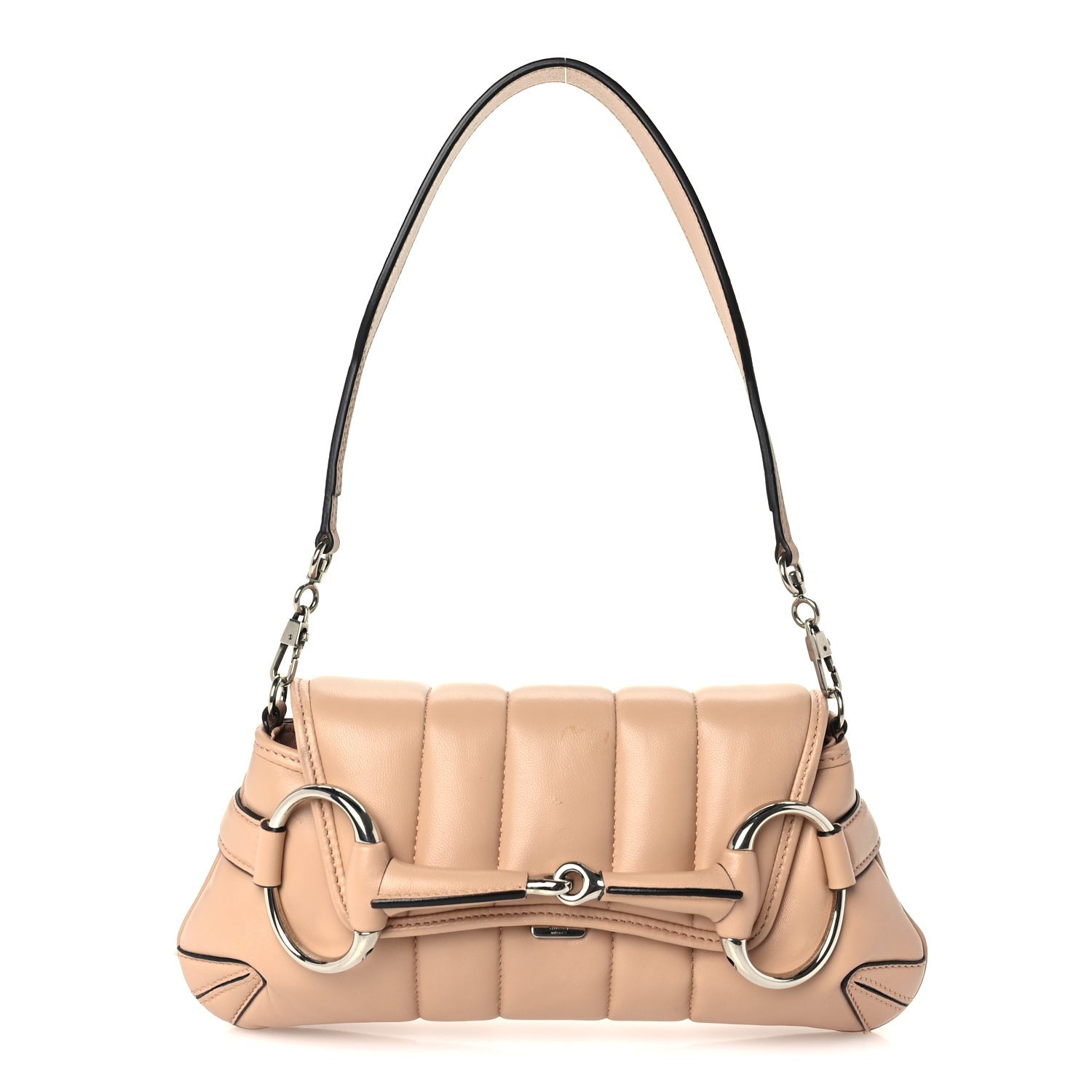 Gucci Nappa Vertical Matelasse Small Maxi Horsebit Chain Shoulder Bag Beige 1 of 8