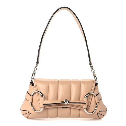 Gucci Nappa Vertical Matelasse Small Maxi Horsebit Chain Shoulder Bag Beige 1 of 8