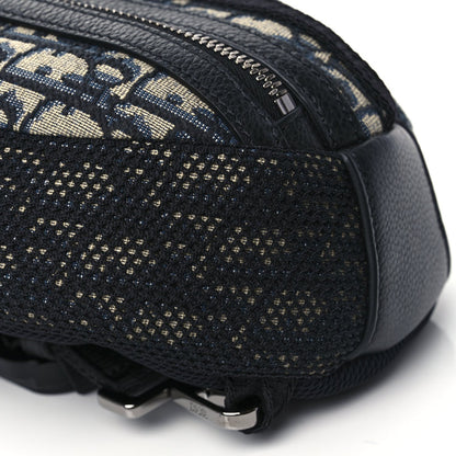 Christian Dior Grained Calfskin Oblique Scarab Sling Bag Blue Black 8 of 9