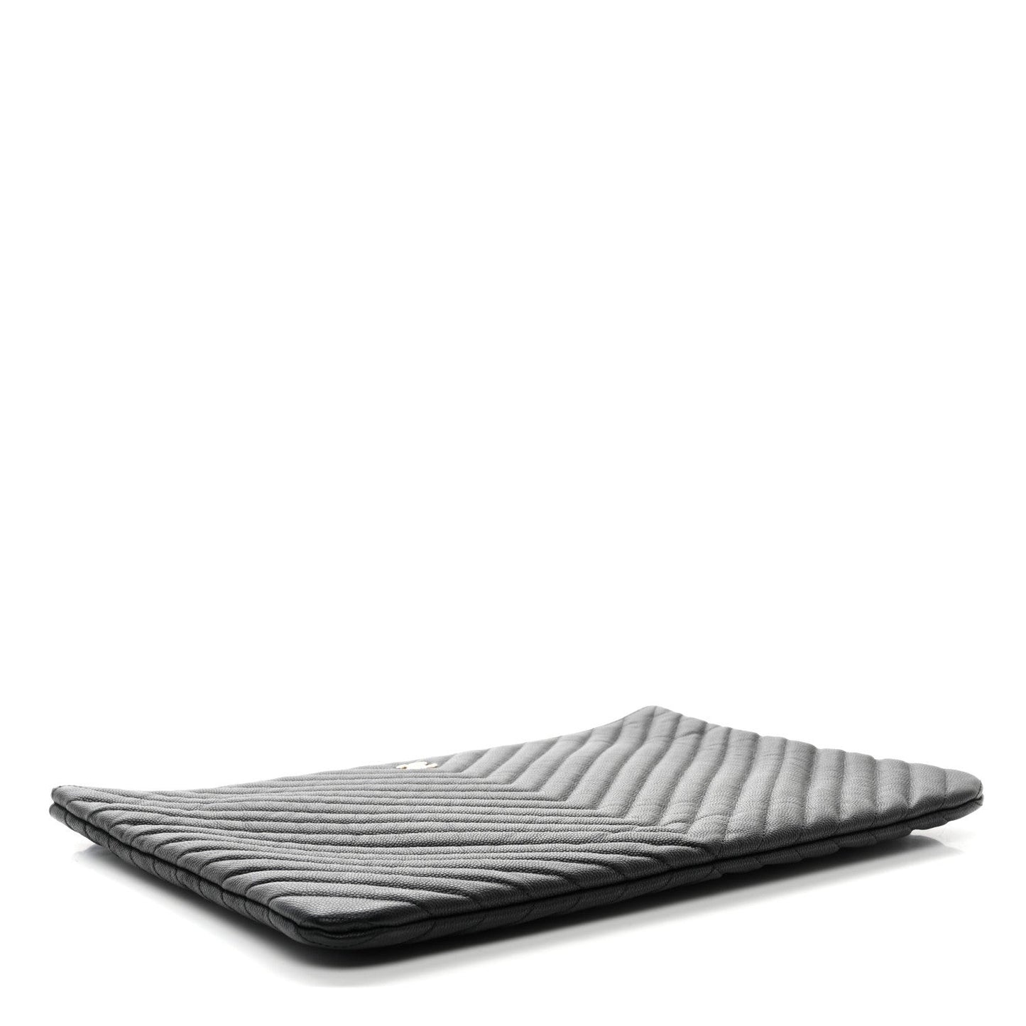 Caviar Chevron Quilted Large Cosmetic Case Black