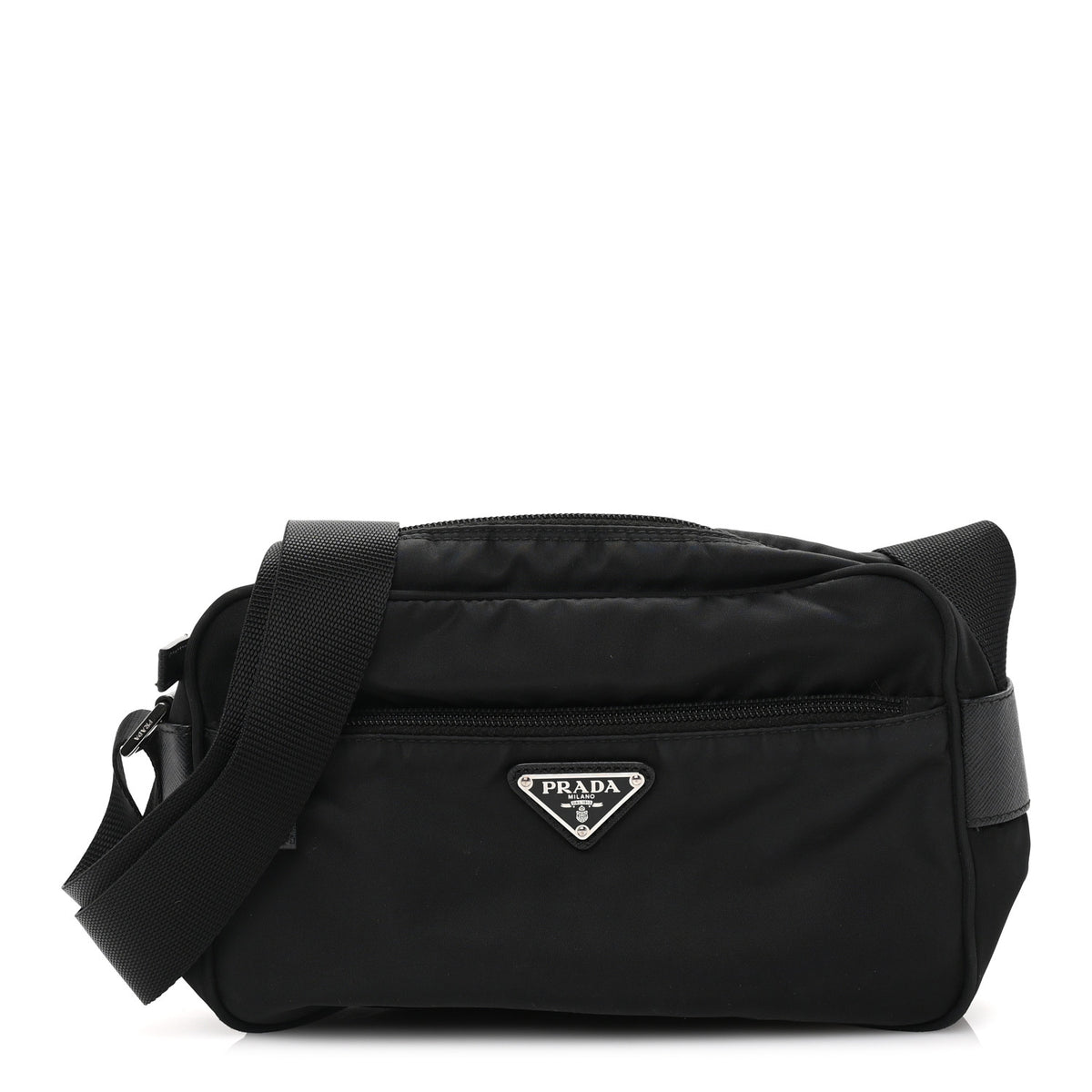 Prada Tessuto Nylon Triangle Shoulder Bag Black 1 of 8