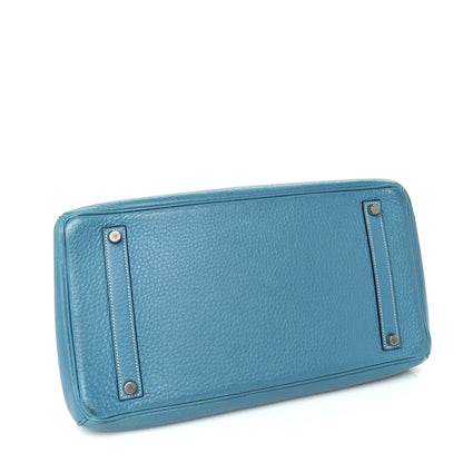 Hermes Taurillon Clemence Birkin 35 Blue Jean 3 of 9