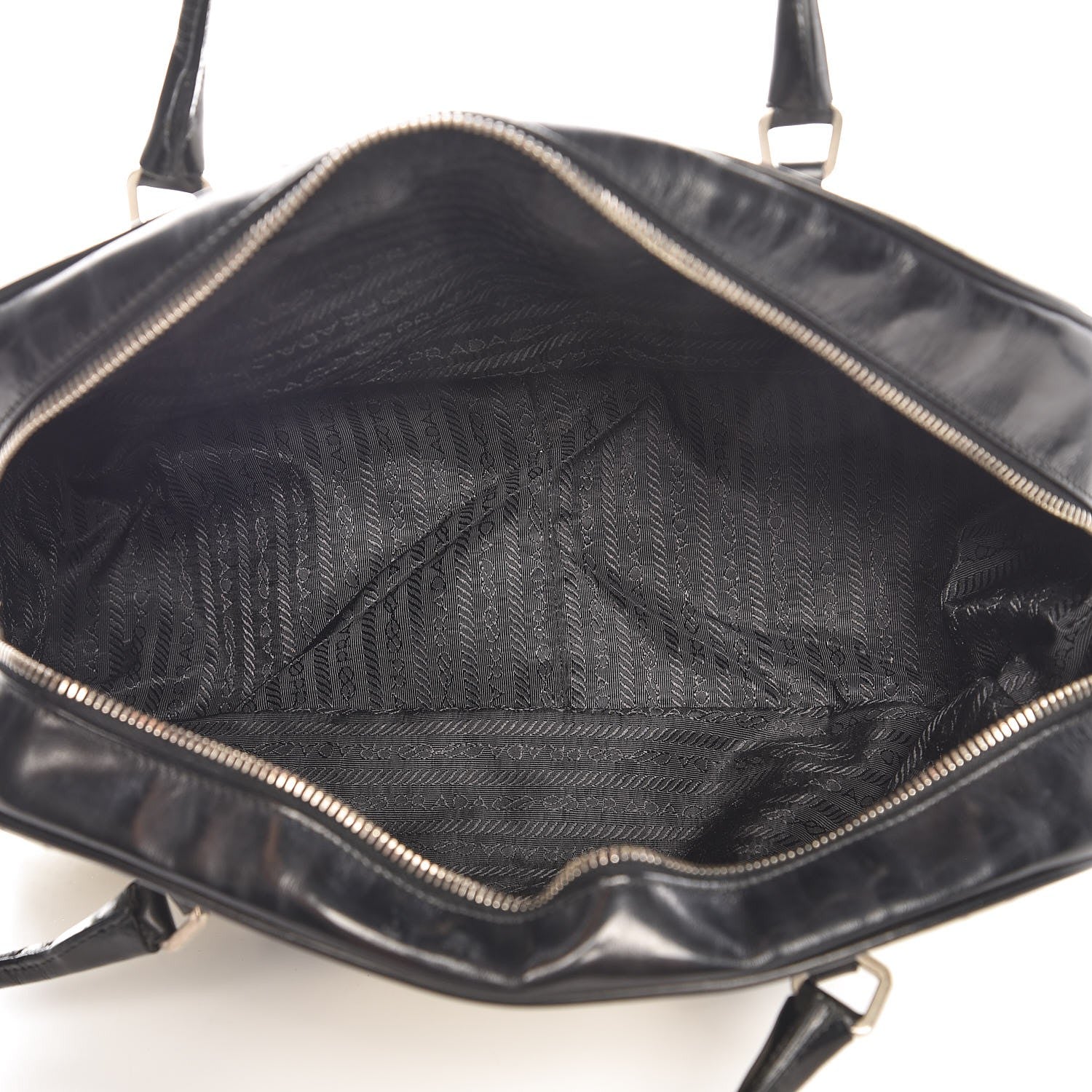 Prada Vitello Drive Perforated Bowling Bag Gesso Black 5 of 15