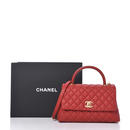 Chanel Caviar Quilted Small Coco Handle Flap Red 11 of 11