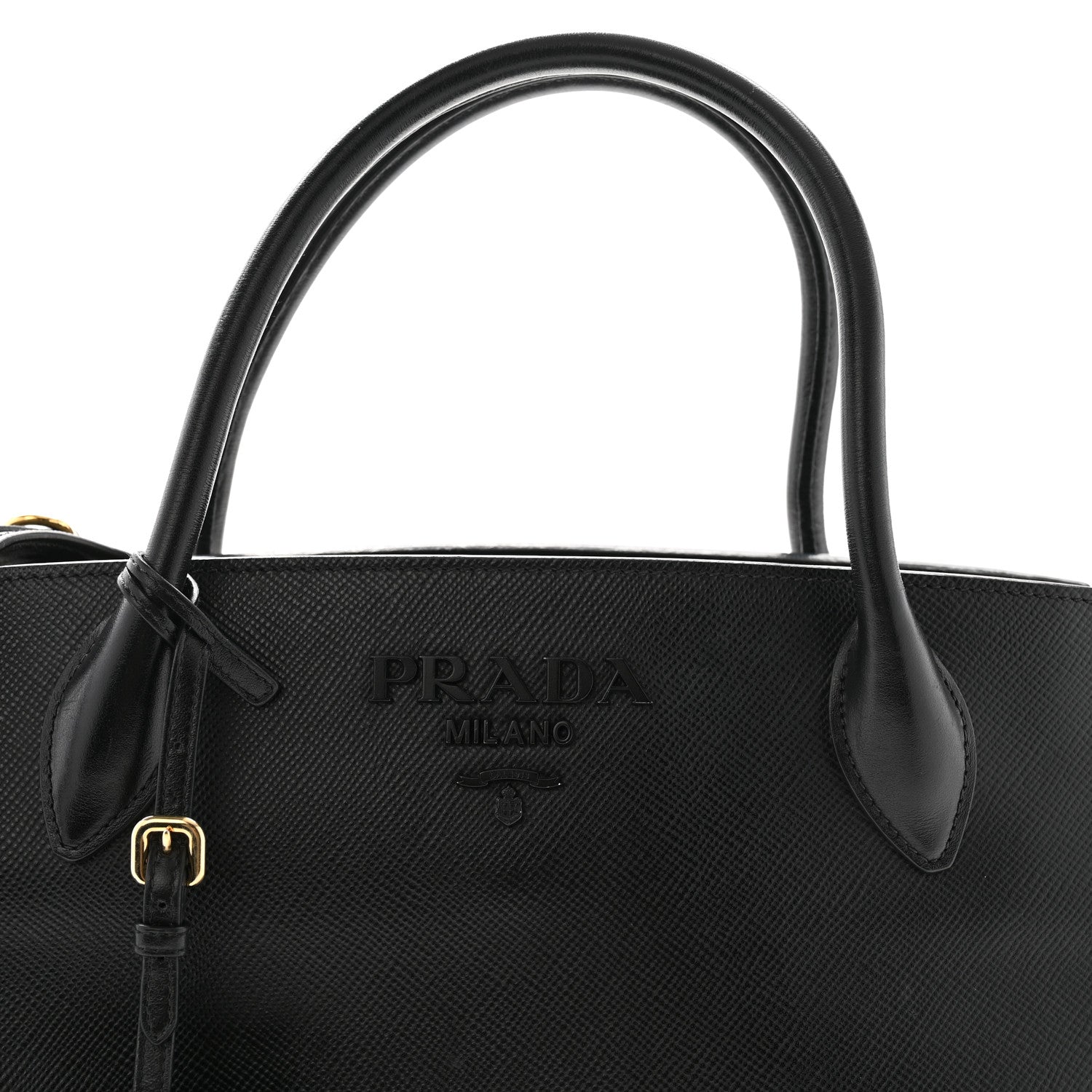 Prada Saffiano Cuir Calfskin Medium Monochrome Top Handle Tote Black 8 of 12