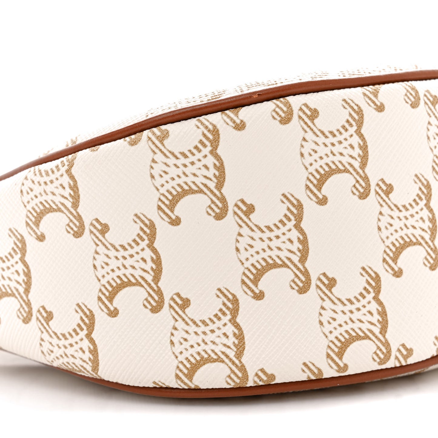 Canvas Calfskin Ava Triomphe Shoulder Bag White